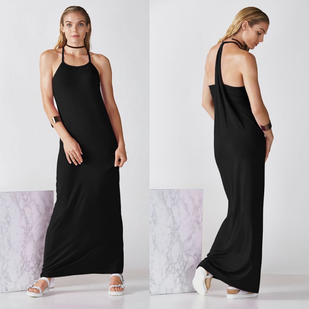 Fabletics Soft Stretchy Jersey Neema Strappy Racerback Maxi Dress Athleisure S